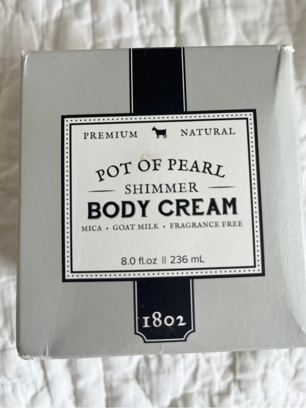 New Sealed Beekman Pot of Pearl Shimmer Body Cream Fragrance Free 8 oz Goat Milk